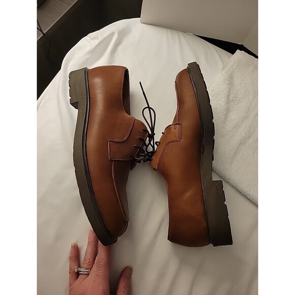 Barrington Mens 8 Shoes Brown Leather Split Toe Oxford Lace Up 8D Allen Edwards - Picture 11 of 16